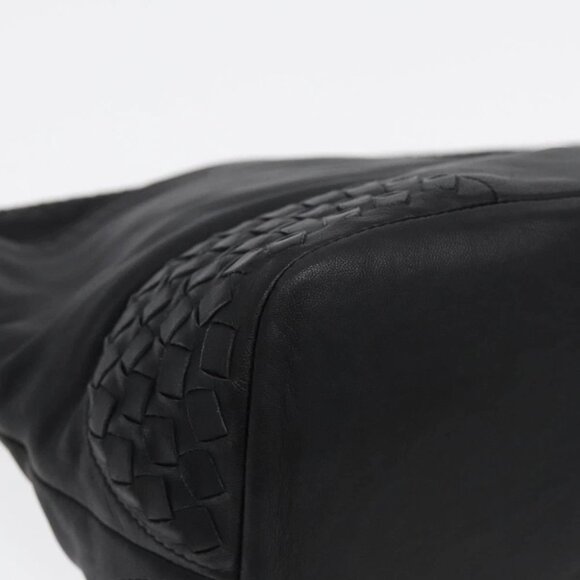 BOTTEGA VENETA INTRECCIATO Shoulder Bag Leather Black Auth ki4752 - Picture 12 of 16